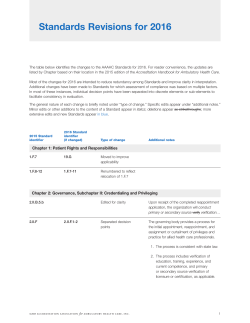 Standards Revisions for 2016