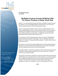 SkyWalker Property Accepts Off-Market Offer For Historic Property