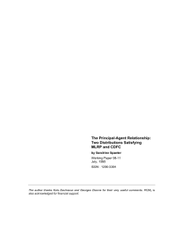 The Principal-Agent Relationship - Chaire de recherche du Canada