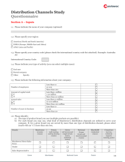 DISTRIBUTION CHANNELS STUDY - QUESTIONNAIRE