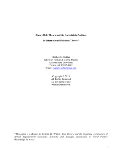 1 Binary Role Theory and the Uncertainty Problem In