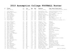 2010 Assumption College FOOTBALL Roster