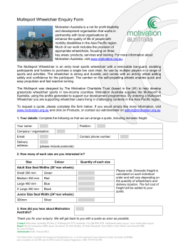 Multisport Wheelchair Enquiry Form Motivation Australia is a not for