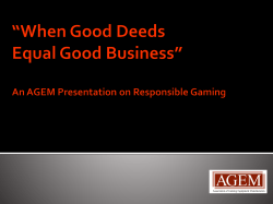 AGEM Responsible Gaming Presentation
