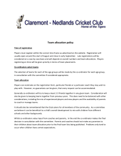 Co-ordinators select teams - Claremont