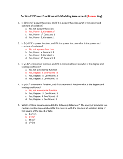 Section 2.2 Power Functions with Modeling Assessment (Answer Key)