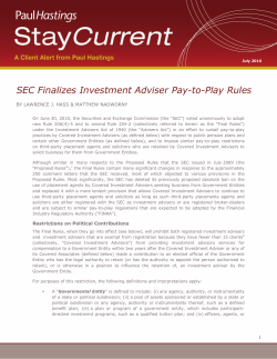 SEC Finalizes Investment Adviser Pay-to-Play Rules