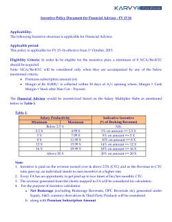 Incentive Policy Document for Financial Advisor