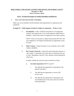 1 BEHAVIORAL STRATEGIES, STUDENT DISCIPLINE AND