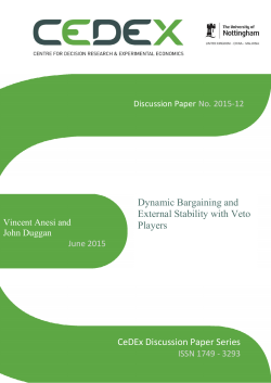 Dynamic Bargaining and External Stability with Veto Players CeDEx