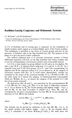 Kazhdan-Lusztig conjecture and holonomic systems