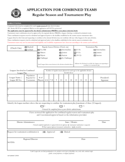 APPLICATION FOR COMBINED TEAMS Regular Season and