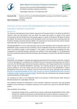 Outcome of the second HELCOM BalticBOOST workshop on the