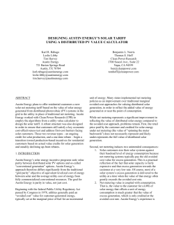 designing austin energy`s solar tariff using a distributed pv value