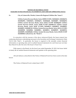2015 Failure to File Financial Statements and Certain