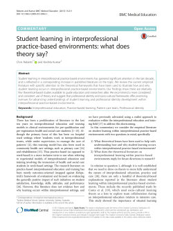 Student learning in interprofessional practice