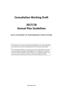 Consultation Draft Annual Plan Guidelines