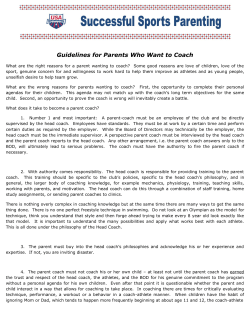 Guidelines for Parents Who Want to Coach