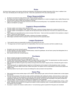 Rules Player Responsibilities Captain`s Responsibilities League
