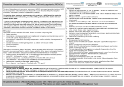 Prescriber decision support of New Oral