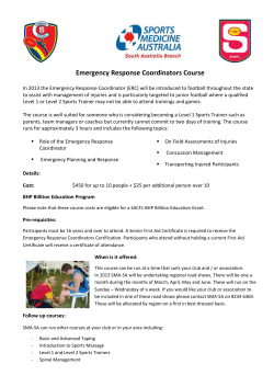 Emergency Response Coordinators Course In 2013 the Emergency
