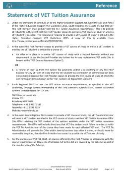 Statement of VET Tuition Assurance