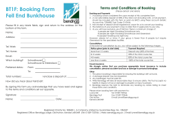 BT1F: Booking Form Fell End Bunkhouse