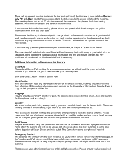 Additional Information to Supplement the Itinerary