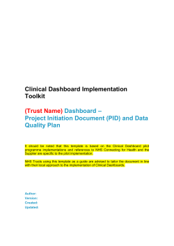 Dashboard Project Initiation Document and Quality Plan