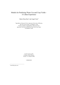 Models for Predicting Water Use and Crop Yields &ndash; A Cuban