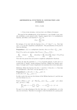 ARITHMETICAL FUNCTIONS II: CONVOLUTION AND INVERSION