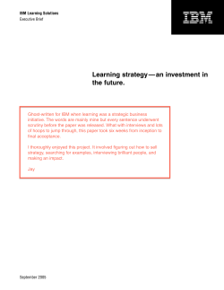 Learning strategy&mdash;an investment in the future.