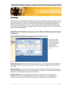Great Plains Invoicing Fact Sheet