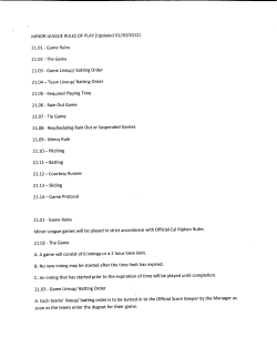MINOR LEAGUE RULES OF PLAY (Updated 01/30/2012) 21.01