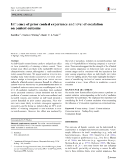 Influence of prior contest experience and level of escalation on
