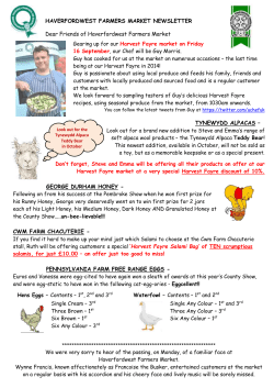 Haverfordwest Farmers Market Newsletter