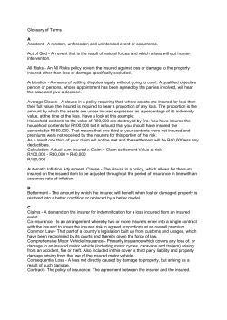 Glossary of Terms A Accident - A random, unforeseen and