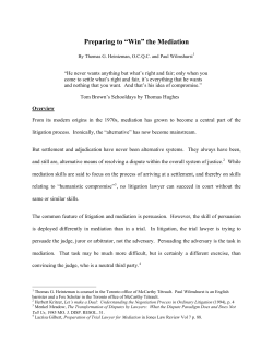 Preparing to “Win” the Mediation