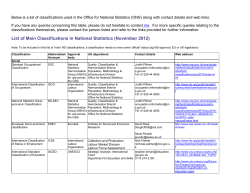 Below is a list of classifications used in the Office for National