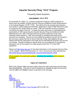 List of FAQs for the Importer Security Filing