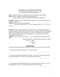 Chapter one word problem packet