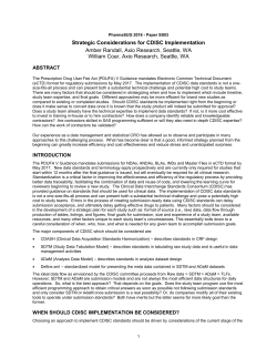 Strategic Considerations for CDISC Implementation