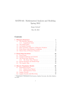 Mathematical Analysis and Modeling Spring 2012