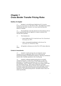 Exposure Draft &ndash; Stage One Transfer Pricing