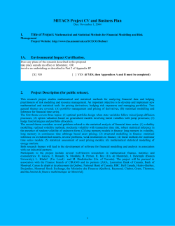 MITACS RESEARCH PROJECT ANNUAL PROGRESS REPORT