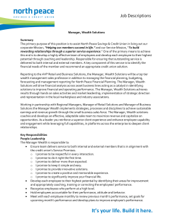 Job Descriptions Manager, Wealth Solutions Summary The primary