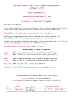 FOOTBALL TERM 1 PRE-SEASON TRAINING PROGRAMME FOR