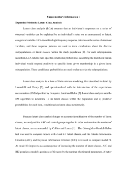 Supplementary Information 1 Expanded Methods: Latent Class