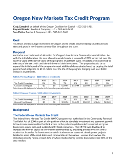 Oregon New Markets Tax Credit Program