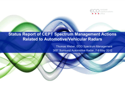 CEPT Spectrum Management Actions Related to Automotive